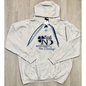 Notre Dame Irish Ice Hockey Hoodie 2XL Grey Lace Up Pennant Sportswear NWT